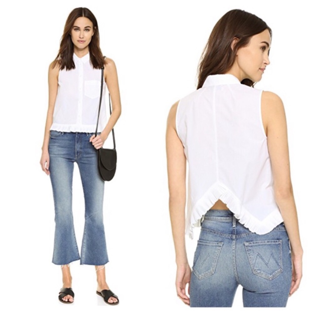 MADEWELL Pagoda Crop Sleeveless Button Up Top M